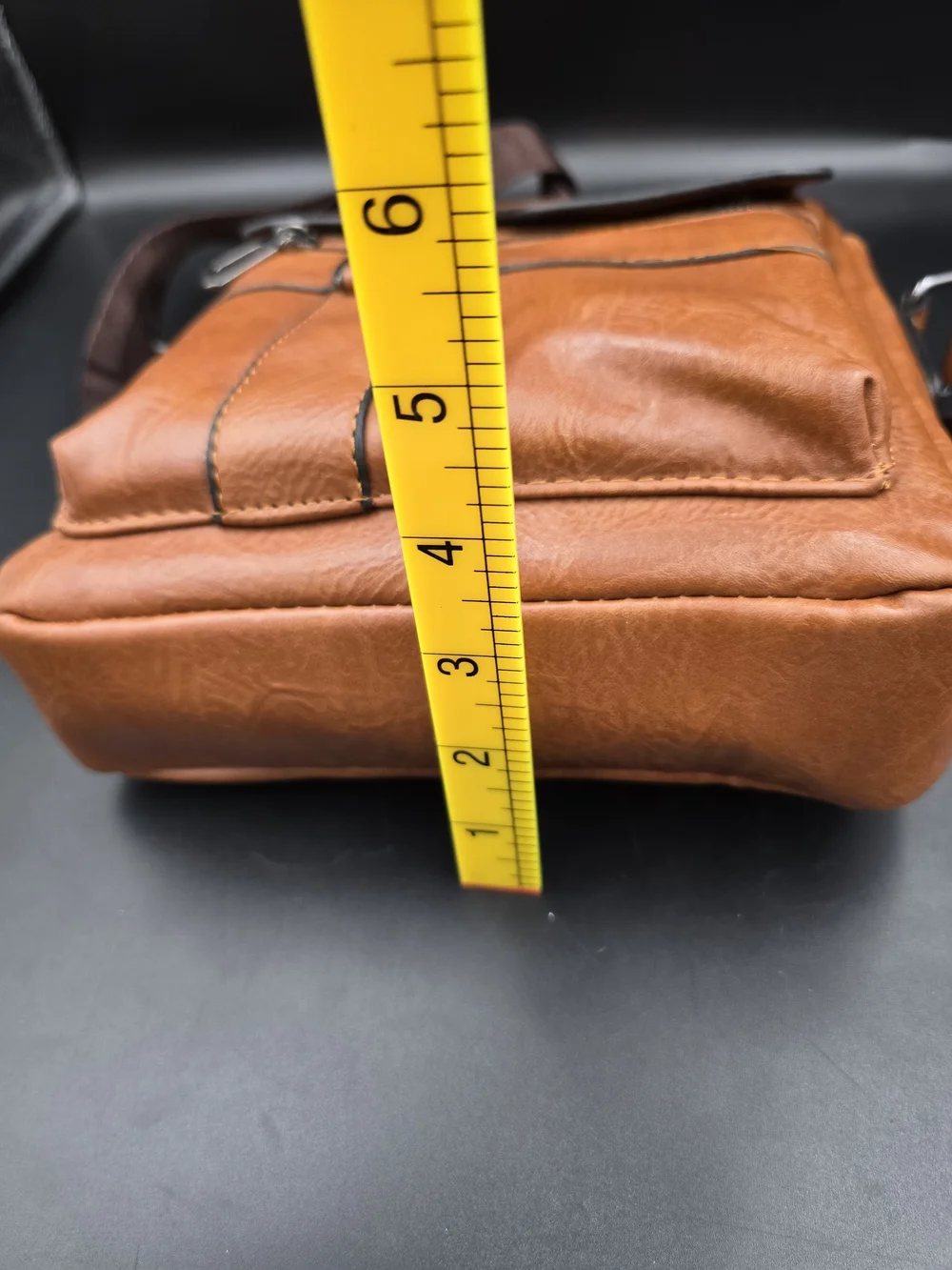 Tan Leather Messenger Crossbody for Men